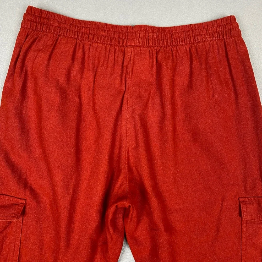 Banana Republic Linen Cargo Jogger‎ Pants Womens Small Cayenne